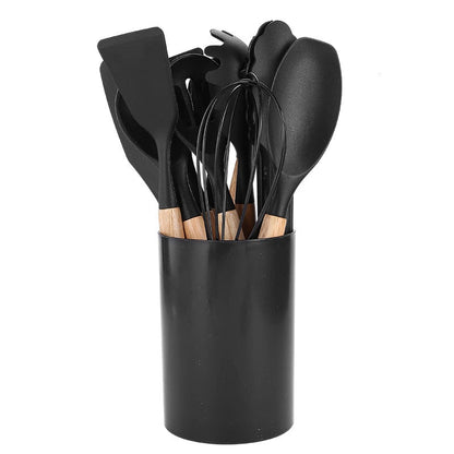 Kitchen Utensil Set, 12 Piece Silicone and Bamboo Tools 1