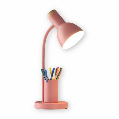 LED desk lamp with pen holder in pink