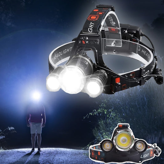 Headlamp LED with 3 Lights, Rechargeable 18650 Batteries 2