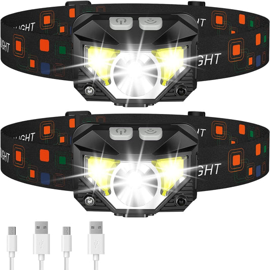 Headlamp LED Rechargeable with Motion Sensor, Set of 2 2
