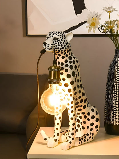 Desk Lamp, Art Deco Leopard Table Lamp with Edison Bulb 2