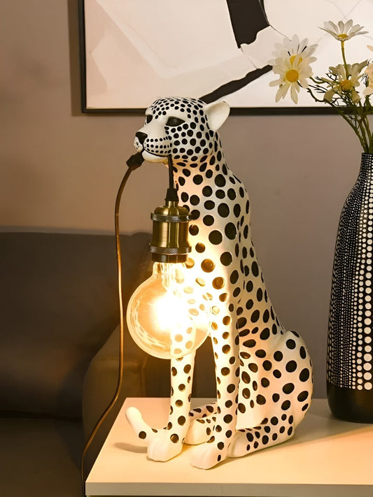 Desk Lamp, Art Deco Leopard Table Lamp with Edison Bulb 2