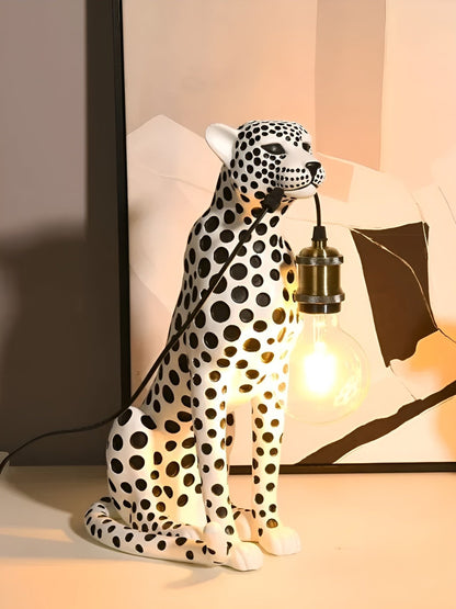 Desk Lamp, Art Deco Leopard Table Lamp with Edison Bulb 3