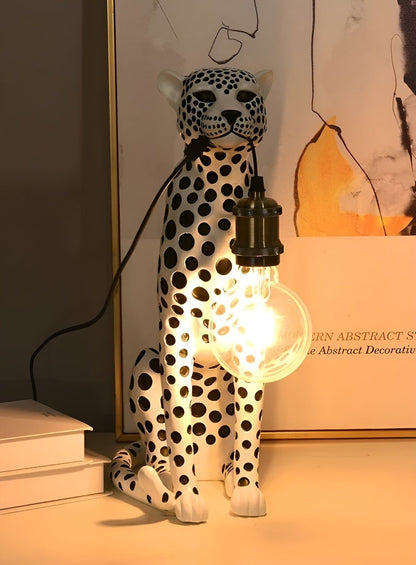 Desk Lamp, Art Deco Leopard Table Lamp with Edison Bulb 4