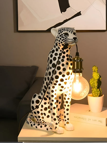 Desk Lamp, Art Deco Leopard Table Lamp with Edison Bulb 6