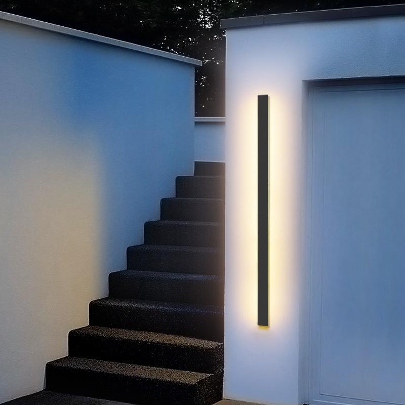 Outdoor Wall Light, Black Linear LED Strip Light, IP65 3