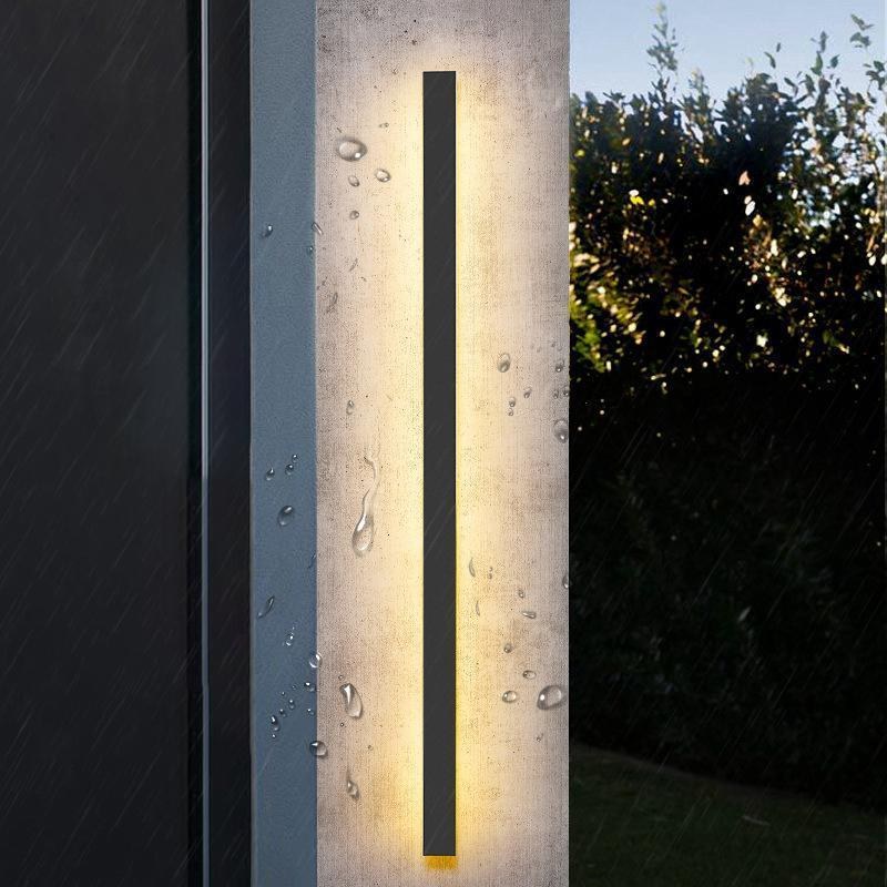 Outdoor Wall Light, Black Linear LED Strip Light, IP65 4