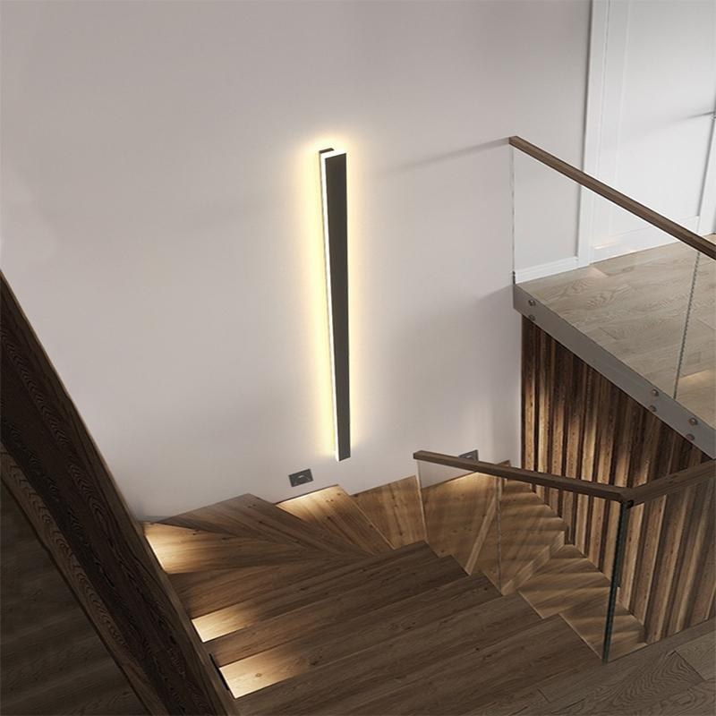 Outdoor Wall Light, Black Linear LED Strip Light, IP65 5