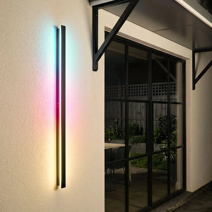 Outdoor Wall Light, Black Linear LED Strip Light, IP65 6