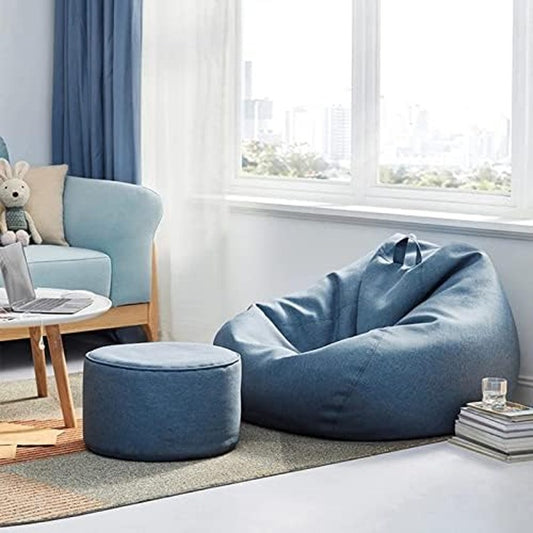 Linen Bean Bag Chair Cover, Large Teardrop Lounge Bean Bag for Adults and Teens, Filling Not Included