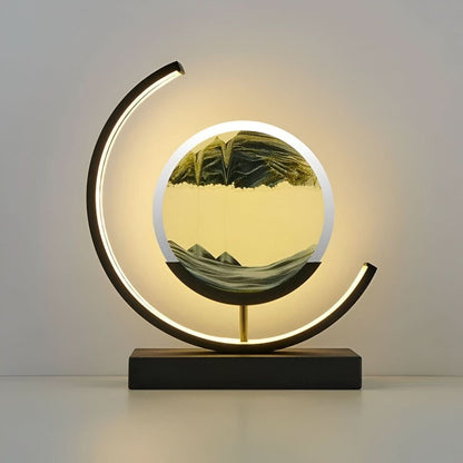 Moving Sand Art LED Table Lamp with black sand