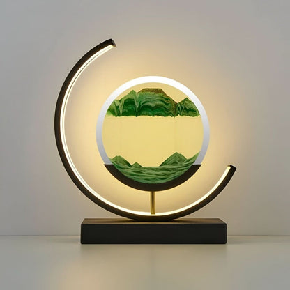 Moving Sand Art LED Table Lamp with green sand