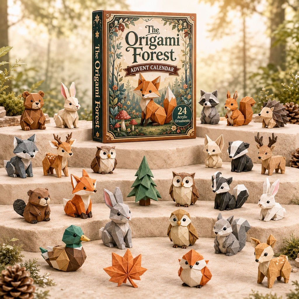 Origami Advent Calendar with 24 Woodland Ornaments 2