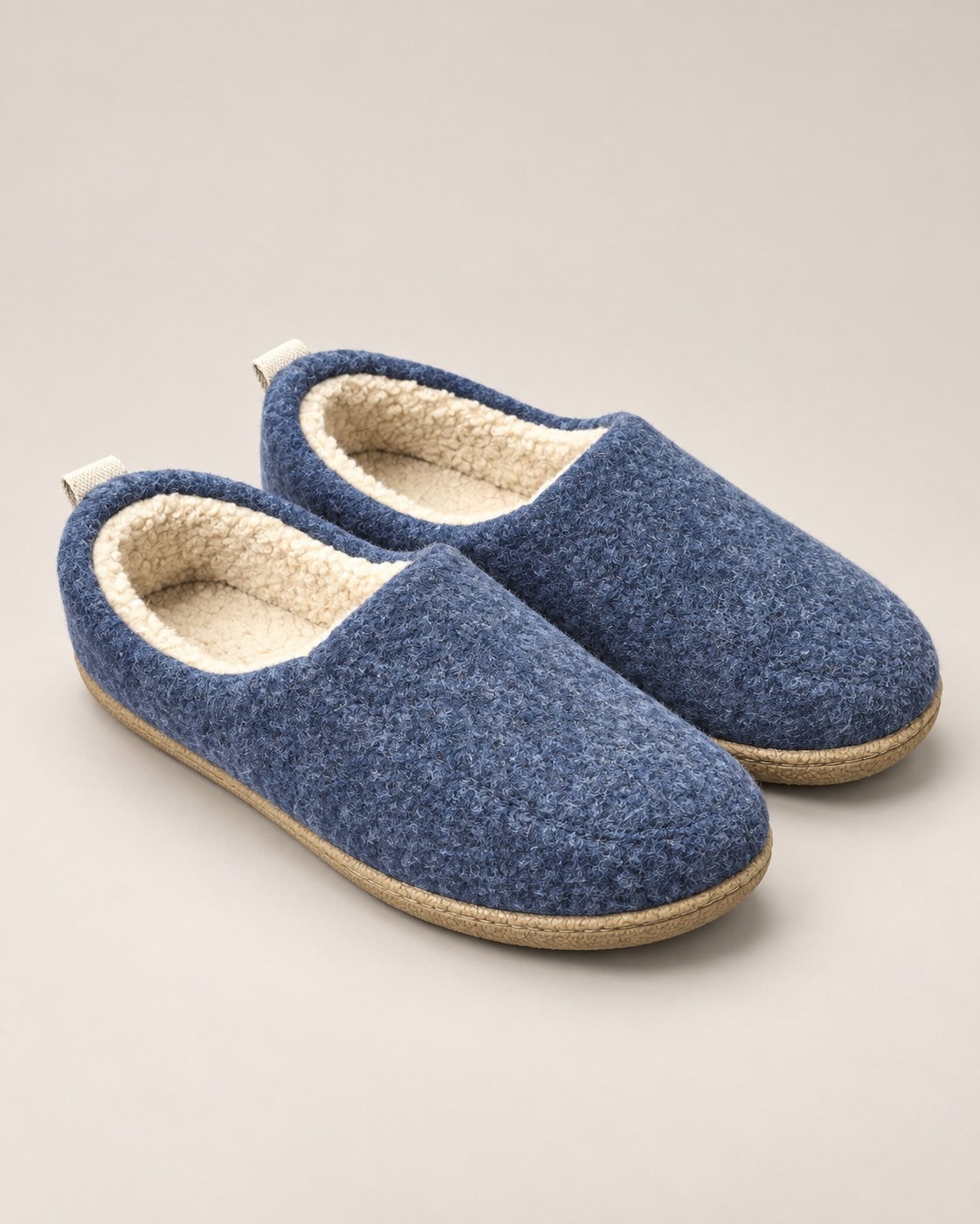 Navy blue fleece lined orthopedic slippers