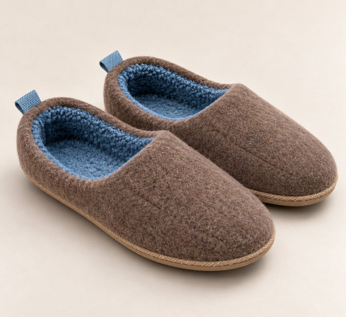 Brown fleece lined orthopedic slippers