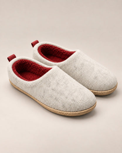 White fleece lined orthopedic slippers