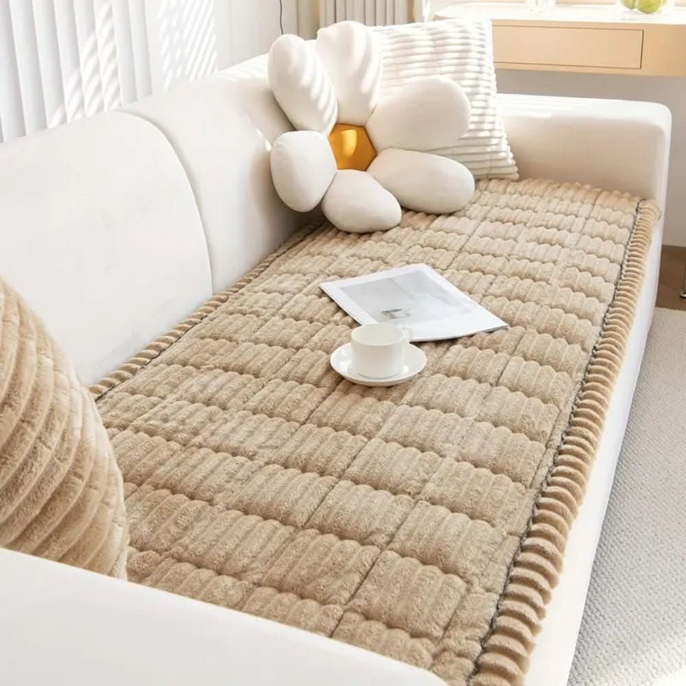 Plush Couch Cover, Non-Slip Quilted Sofa Seat Cover 4