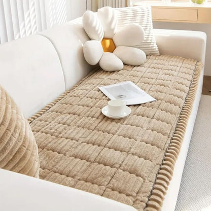 Plush Couch Cover, Non-Slip Quilted Sofa Seat Cover 4