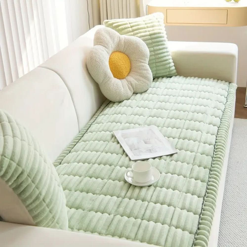 Plush Couch Cover, Non-Slip Quilted Sofa Seat Cover 2