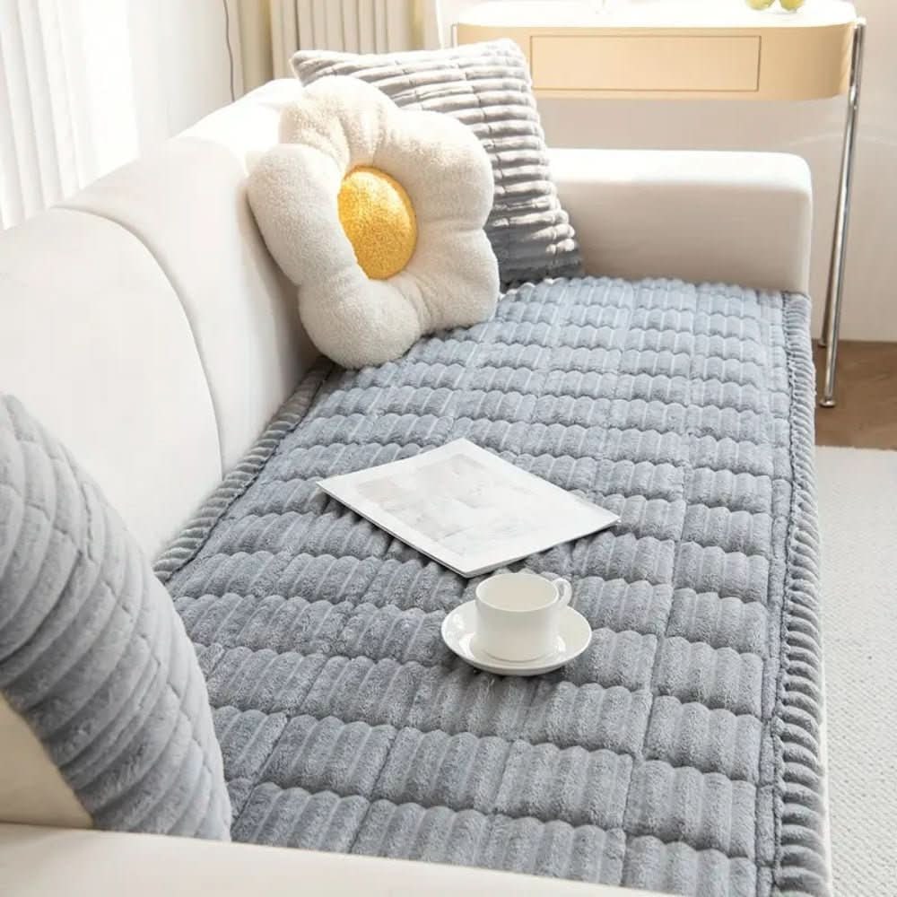 Plush Couch Cover, Non-Slip Quilted Sofa Seat Cover 5