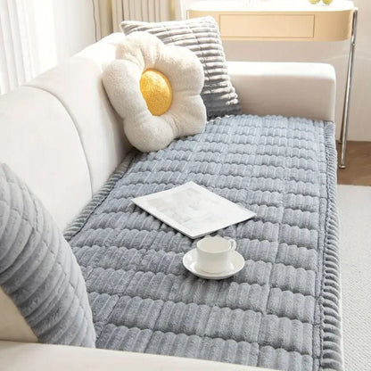 Plush Couch Cover, Non-Slip Quilted Sofa Seat Cover 5