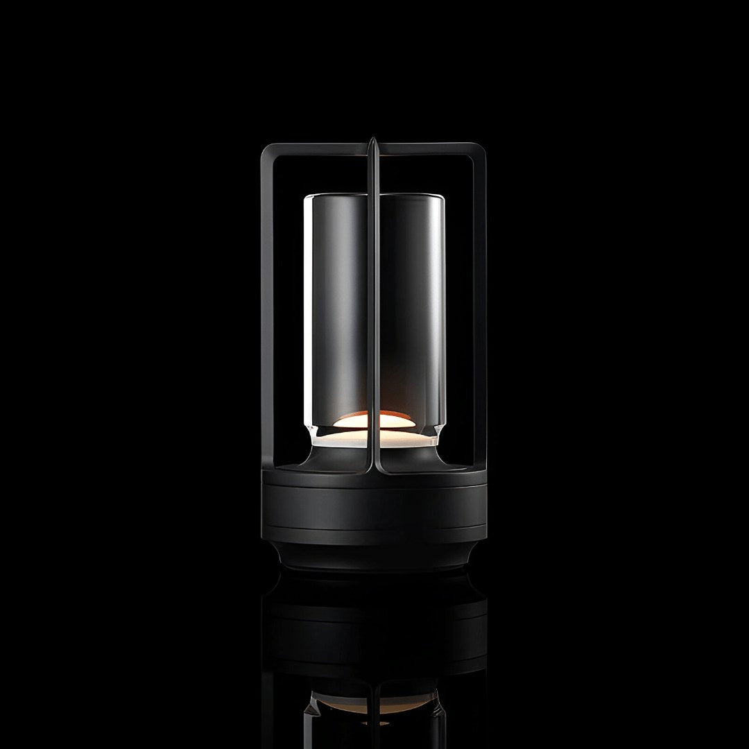 Portable Cordless Lantern Table Lamp in black
