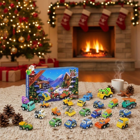 Car Advent Calendar 2026 for Kids, 24 Pull Back Vehicles 2