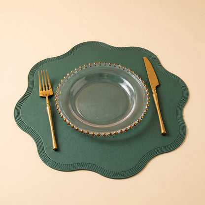 Placemat Set, Round Faux Leather Placemats, Wipe Clean 1