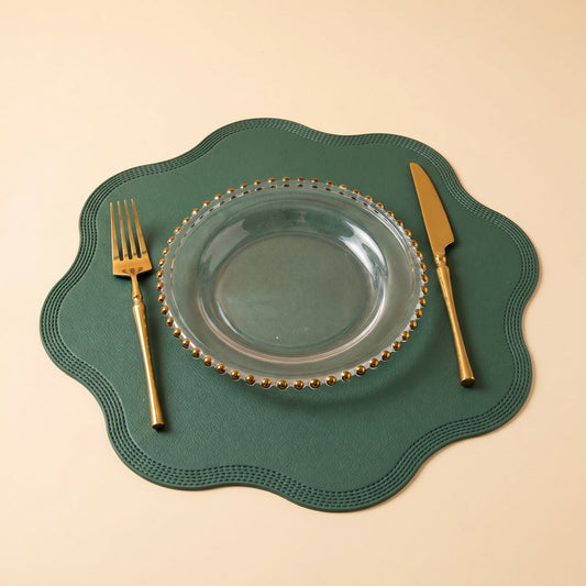 Placemat Set, Round Faux Leather Placemats, Wipe Clean 1