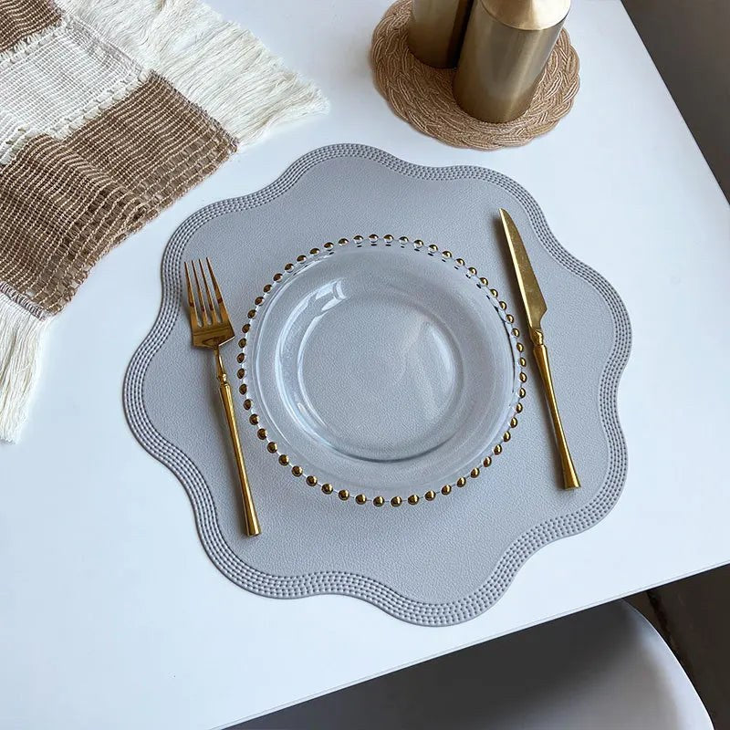 Placemat Set, Round Faux Leather Placemats, Wipe Clean 3