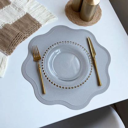 Placemat Set, Round Faux Leather Placemats, Wipe Clean 3