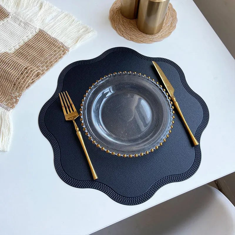 Placemat Set, Round Faux Leather Placemats, Wipe Clean 5