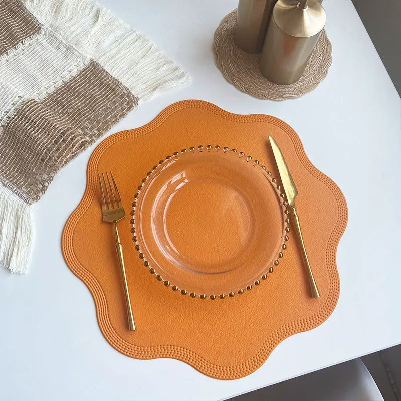 Placemat Set, Round Faux Leather Placemats, Wipe Clean 7