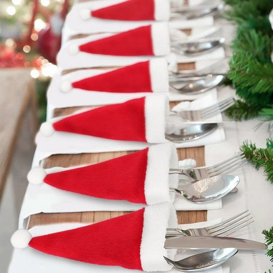 Santa Hat Cutlery Holder Set of 10 for the Christmas Table 2