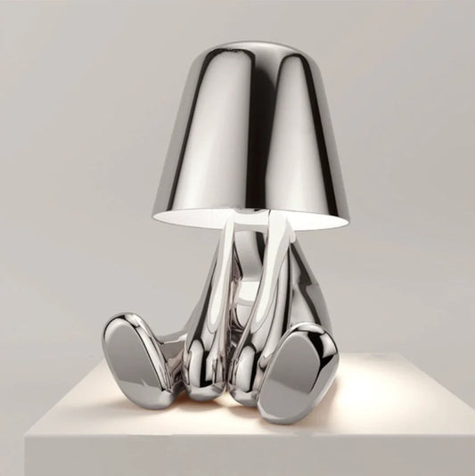 Sculptural Figure Table Lamp with Dimmable LED in Gold or Silver