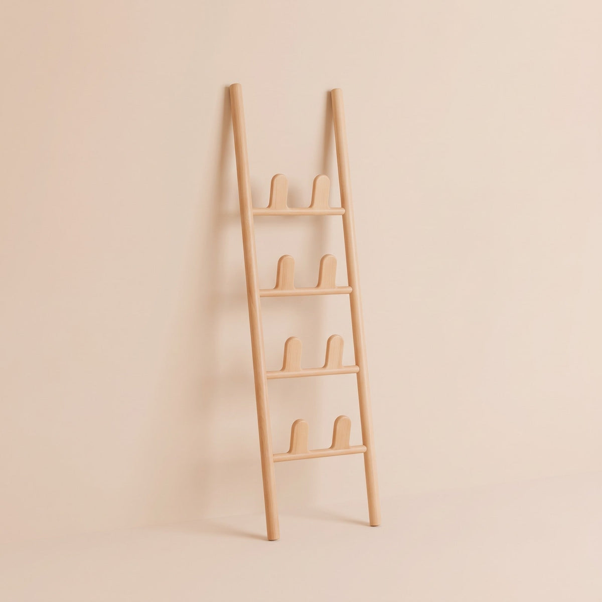 Shoe Storage Ladder in Solid Beech Wood, 4 Tier Shoe Rack 1