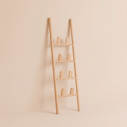 Shoe Storage Ladder in Solid Beech Wood, 4 Tier Shoe Rack 1