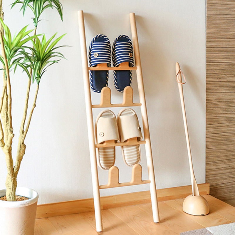 Shoe Storage Ladder in Solid Beech Wood, 4 Tier Shoe Rack 3
