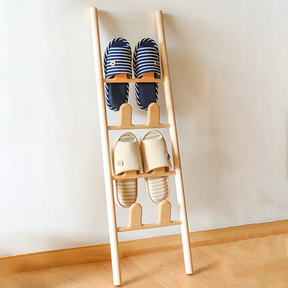Shoe Storage Ladder in Solid Beech Wood, 4 Tier Shoe Rack 4