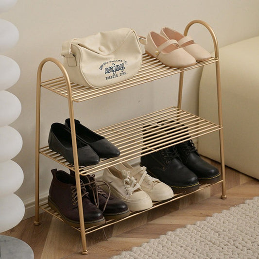 Shoe Storage Rack with Curved Metal Frame, 2 or 3 Tier Shoe Rack for Entryway and Hallway