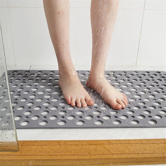 Shower Mat with Suction Cups and Drainage Holes, Non-Slip TPE Bath Mat for Tub and Shower