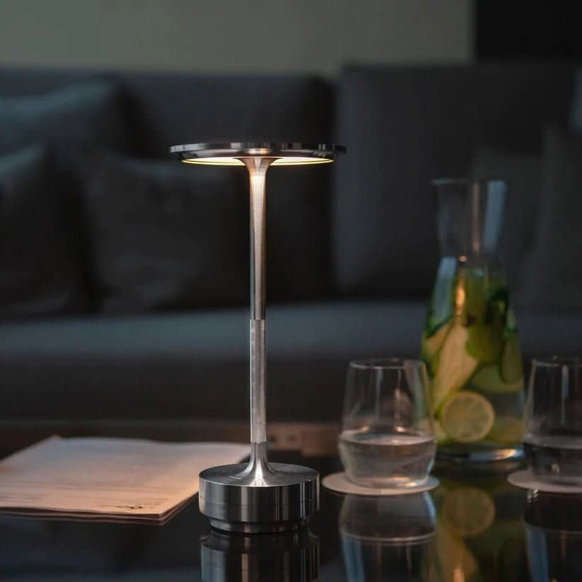 Slim Disc LED Table Lamp in silver