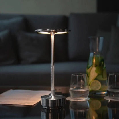 Slim Disc LED Table Lamp in silver