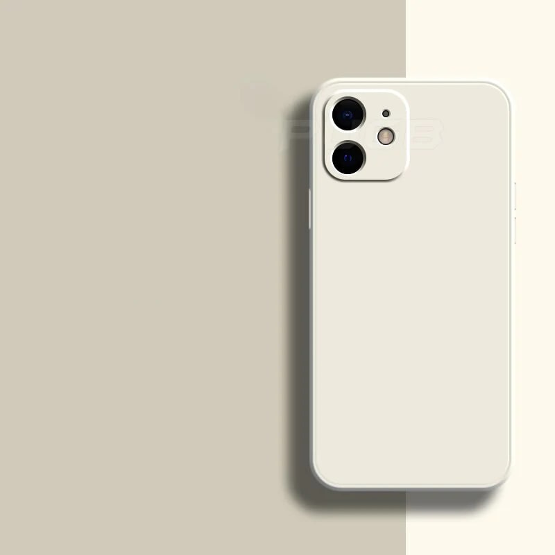Ivory silicone iPhone case with black camera ring