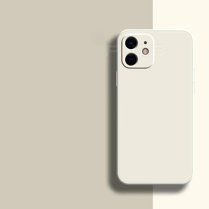Ivory silicone iPhone case with black camera ring