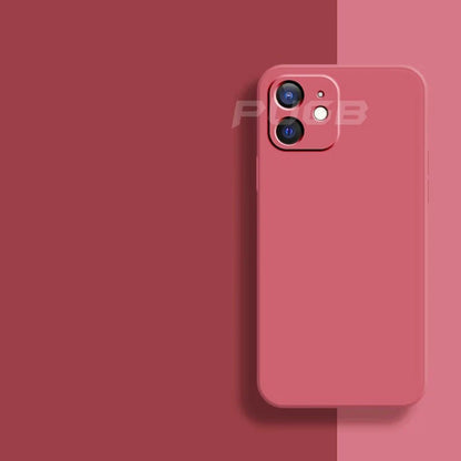 Soft red silicone iPhone case with matching camera edge