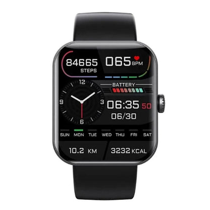 Front view of the black smart fitness watch display