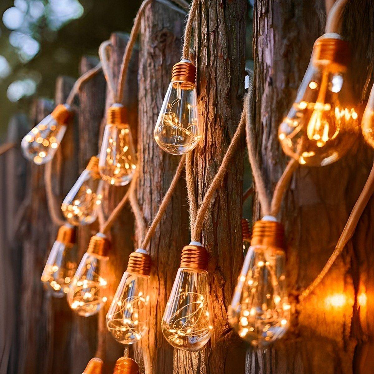 Garden Lights Solar Outdoor String Lights with Hemp Rope 3