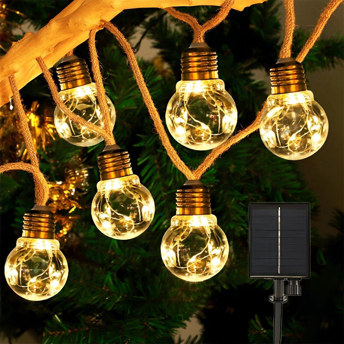Garden Lights Solar Outdoor String Lights with Hemp Rope 4