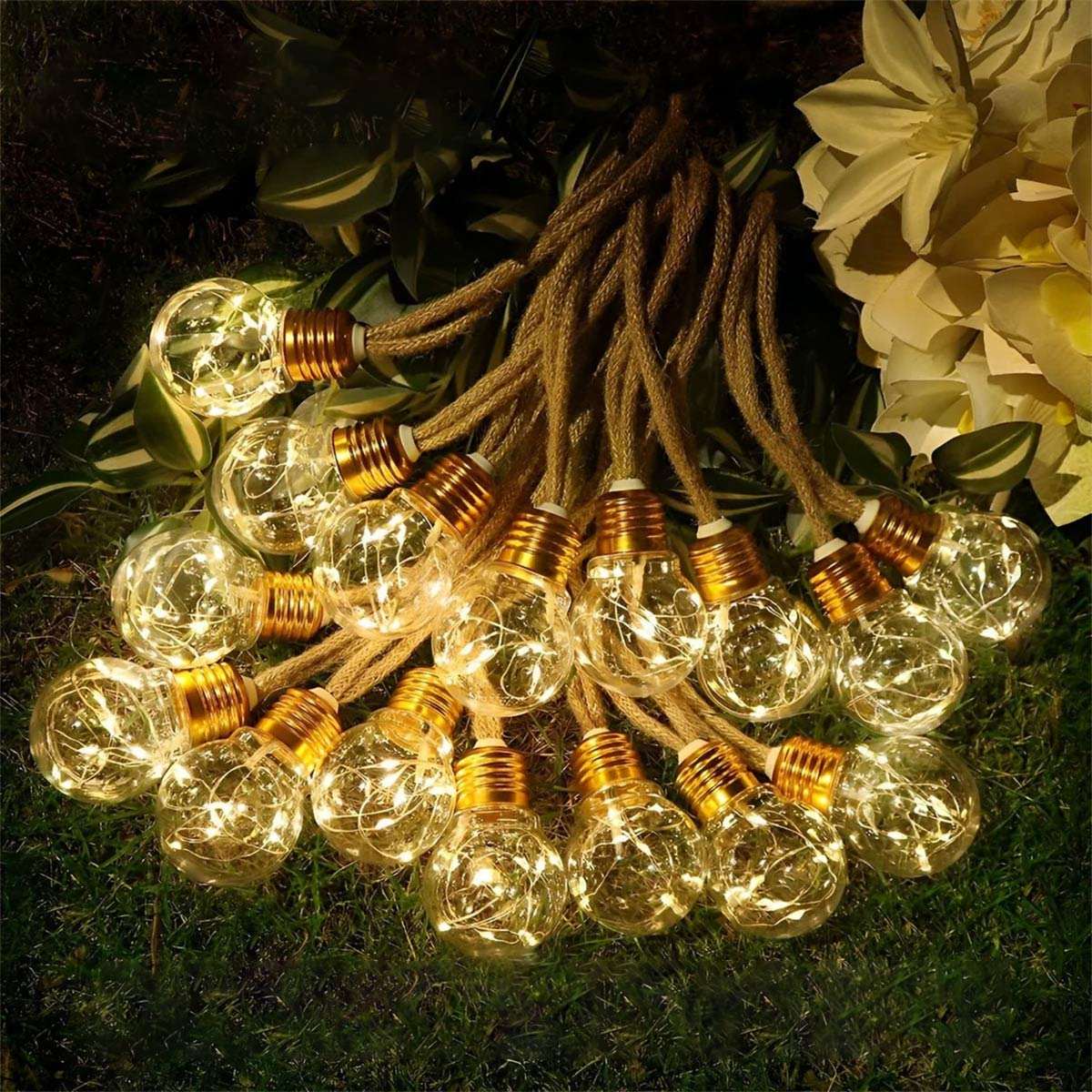 Garden Lights Solar Outdoor String Lights with Hemp Rope 5